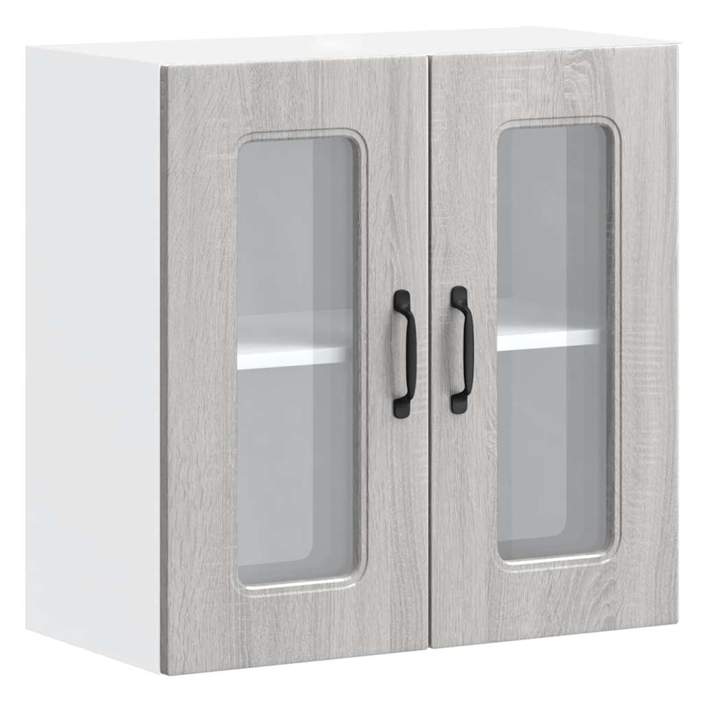 vidaXL Kitchen Wall Cabinet with Glass Door "Kalmar" Grey Sonoma Engineered Wood