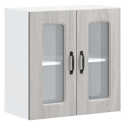 vidaXL Kitchen Wall Cabinet with Glass Door "Kalmar" Grey Sonoma Engineered Wood