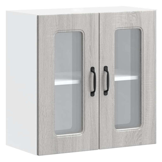 vidaXL Kitchen Wall Cabinet with Glass Door "Kalmar" Grey Sonoma Engineered Wood