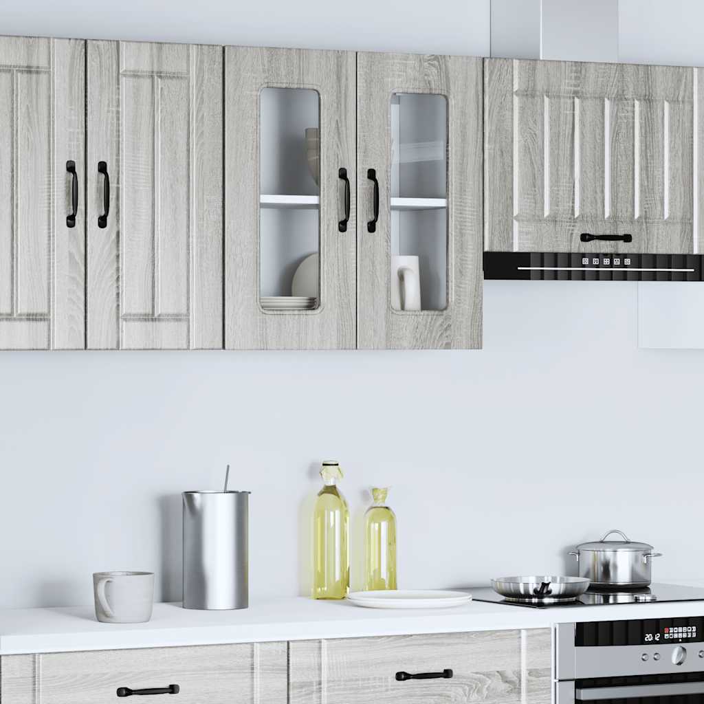 vidaXL Kitchen Wall Cabinet with Glass Door "Kalmar" Grey Sonoma Engineered Wood