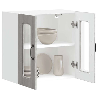 vidaXL Kitchen Wall Cabinet with Glass Door "Kalmar" Grey Sonoma Engineered Wood