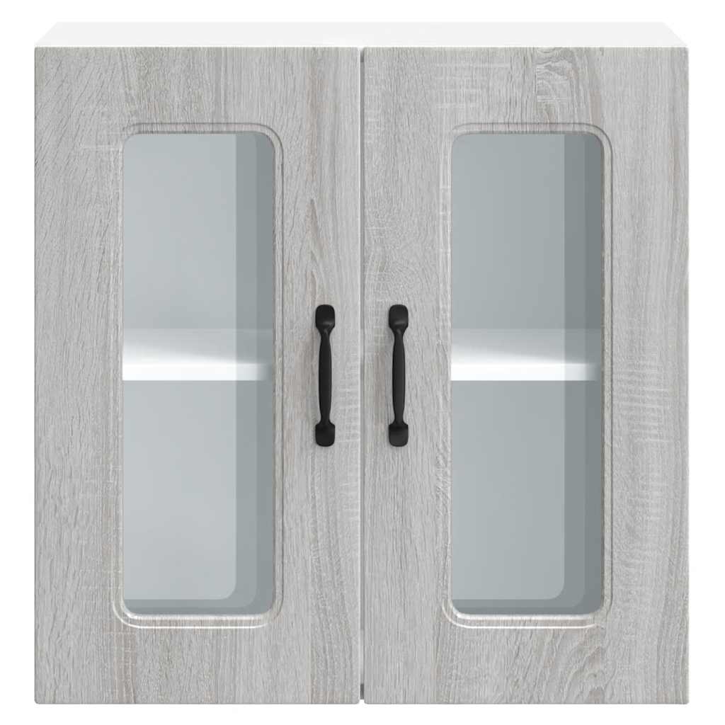 vidaXL Kitchen Wall Cabinet with Glass Door "Kalmar" Grey Sonoma Engineered Wood