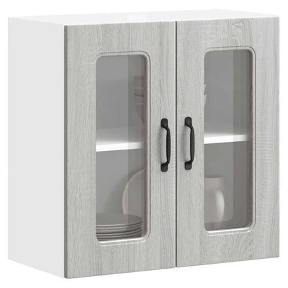 vidaXL Kitchen Wall Cabinet with Glass Door "Kalmar" Grey Sonoma Engineered Wood
