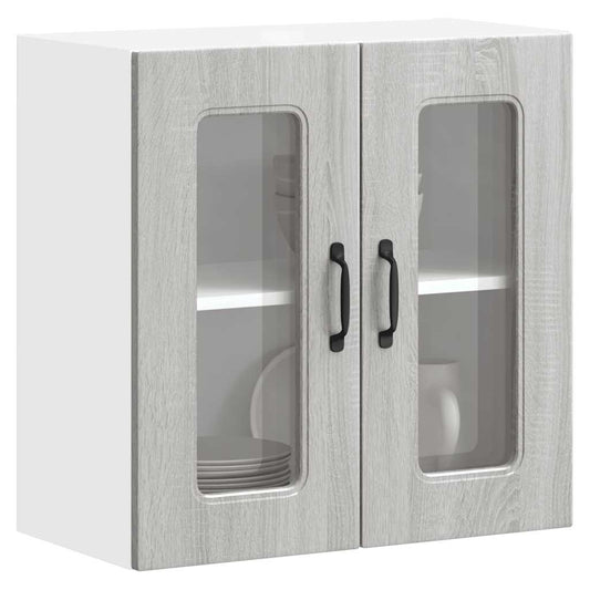 vidaXL Kitchen Wall Cabinet with Glass Door "Kalmar" Grey Sonoma Engineered Wood
