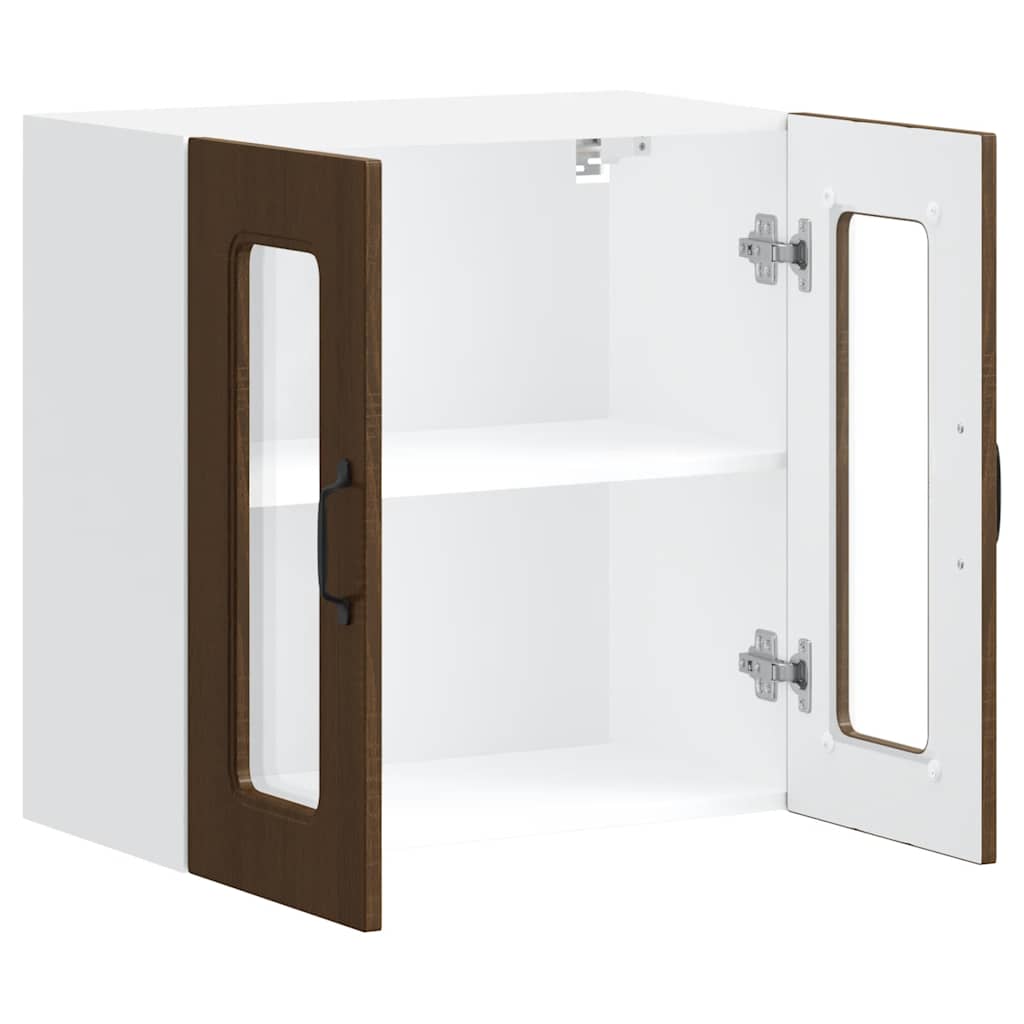 vidaXL Kitchen Wall Cabinet with Glass Door Kalmar Brown Oak Engineered Wood