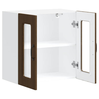 vidaXL Kitchen Wall Cabinet with Glass Door Kalmar Brown Oak Engineered Wood