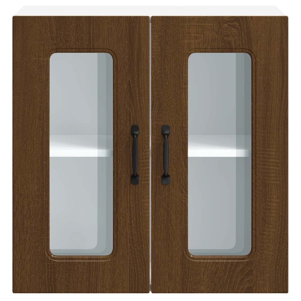vidaXL Kitchen Wall Cabinet with Glass Door Kalmar Brown Oak Engineered Wood