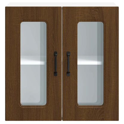 vidaXL Kitchen Wall Cabinet with Glass Door Kalmar Brown Oak Engineered Wood