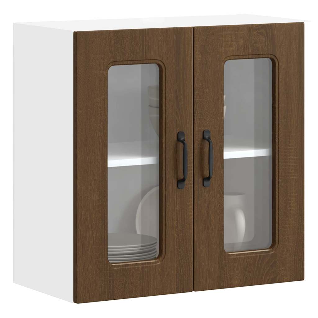 vidaXL Kitchen Wall Cabinet with Glass Door Kalmar Brown Oak Engineered Wood