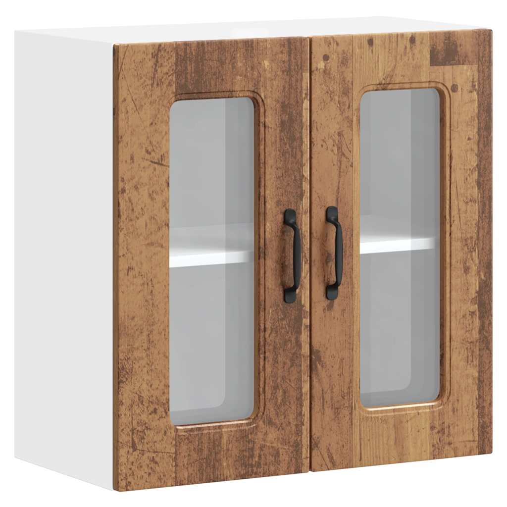 vidaXL Kitchen Wall Cabinet with Glass Door "Kalmar" Old Wood Engineered Wood