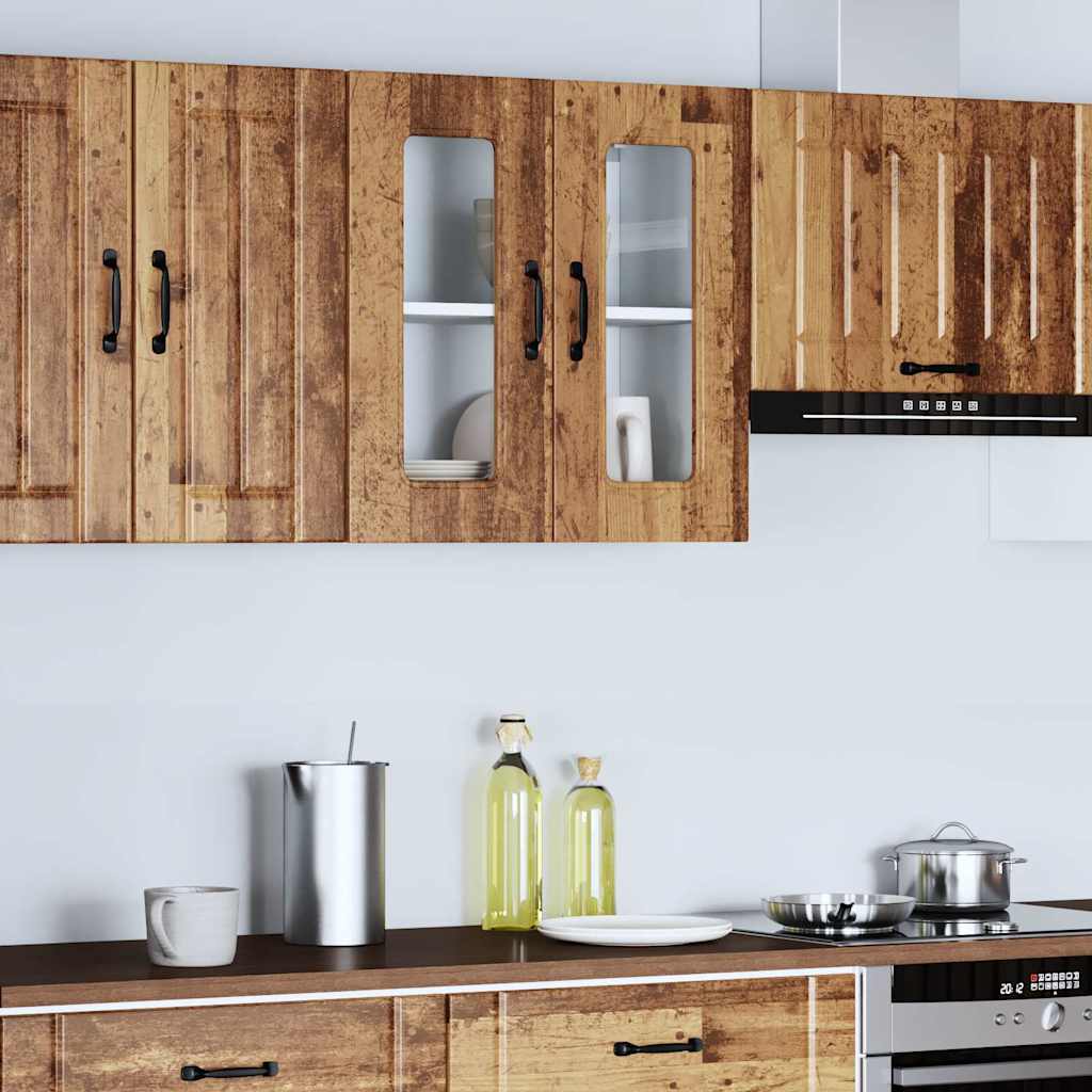 vidaXL Kitchen Wall Cabinet with Glass Door "Kalmar" Old Wood Engineered Wood