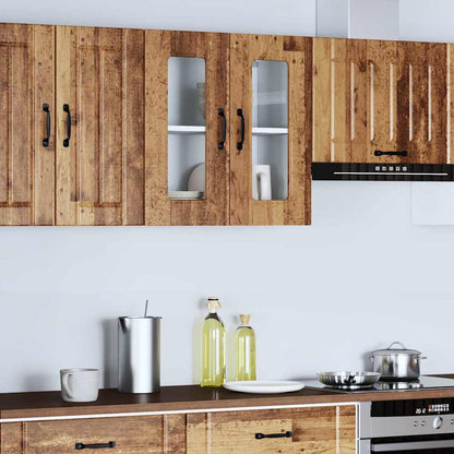 vidaXL Kitchen Wall Cabinet with Glass Door "Kalmar" Old Wood Engineered Wood
