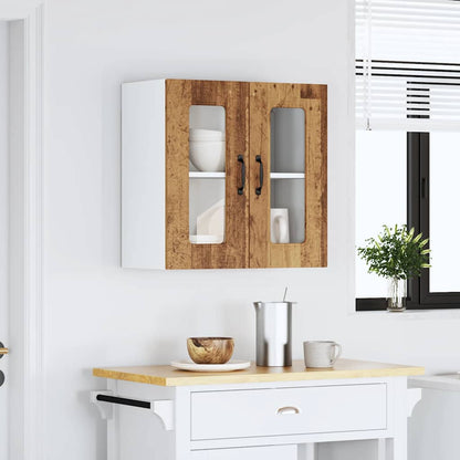 vidaXL Kitchen Wall Cabinet with Glass Door "Kalmar" Old Wood Engineered Wood