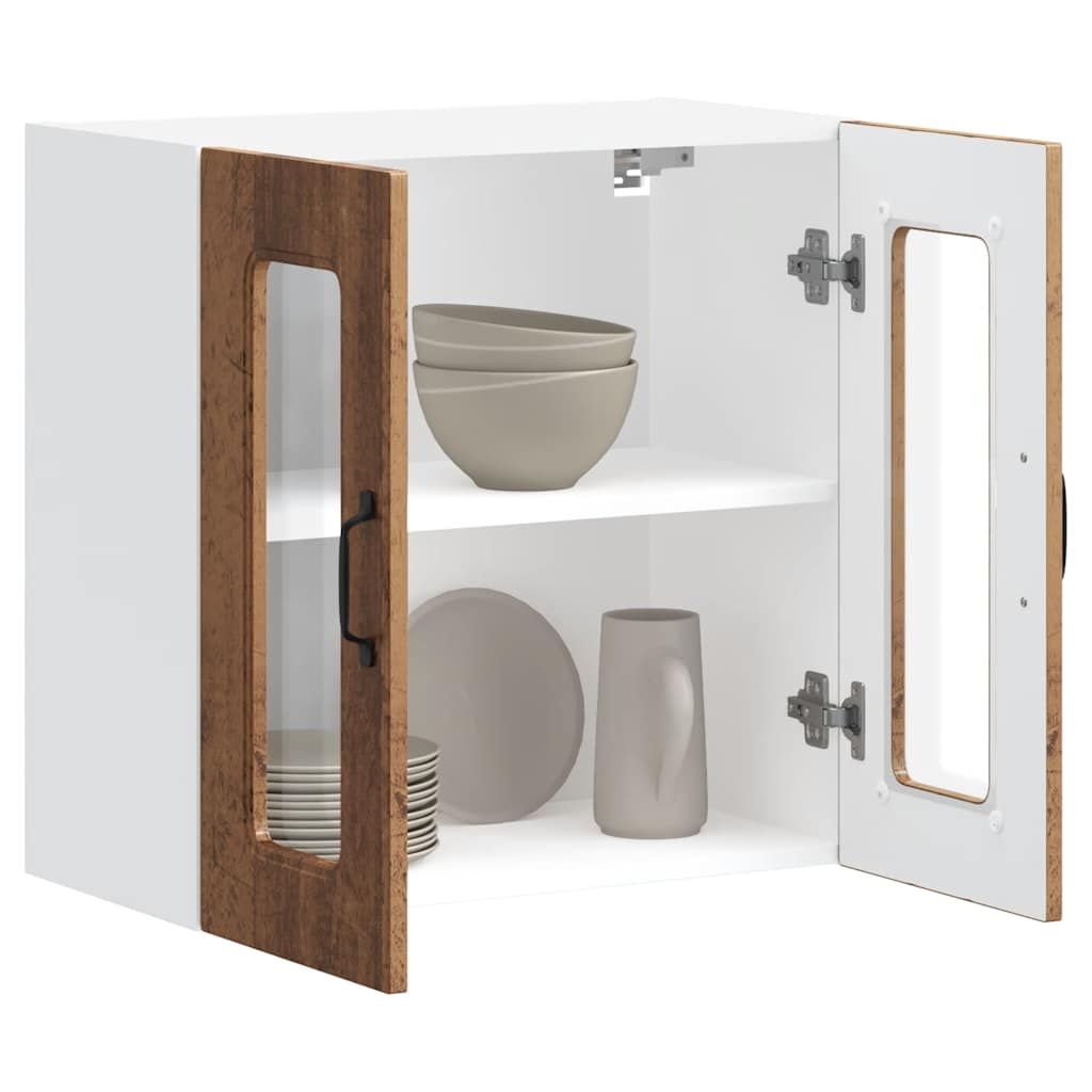 vidaXL Kitchen Wall Cabinet with Glass Door "Kalmar" Old Wood Engineered Wood