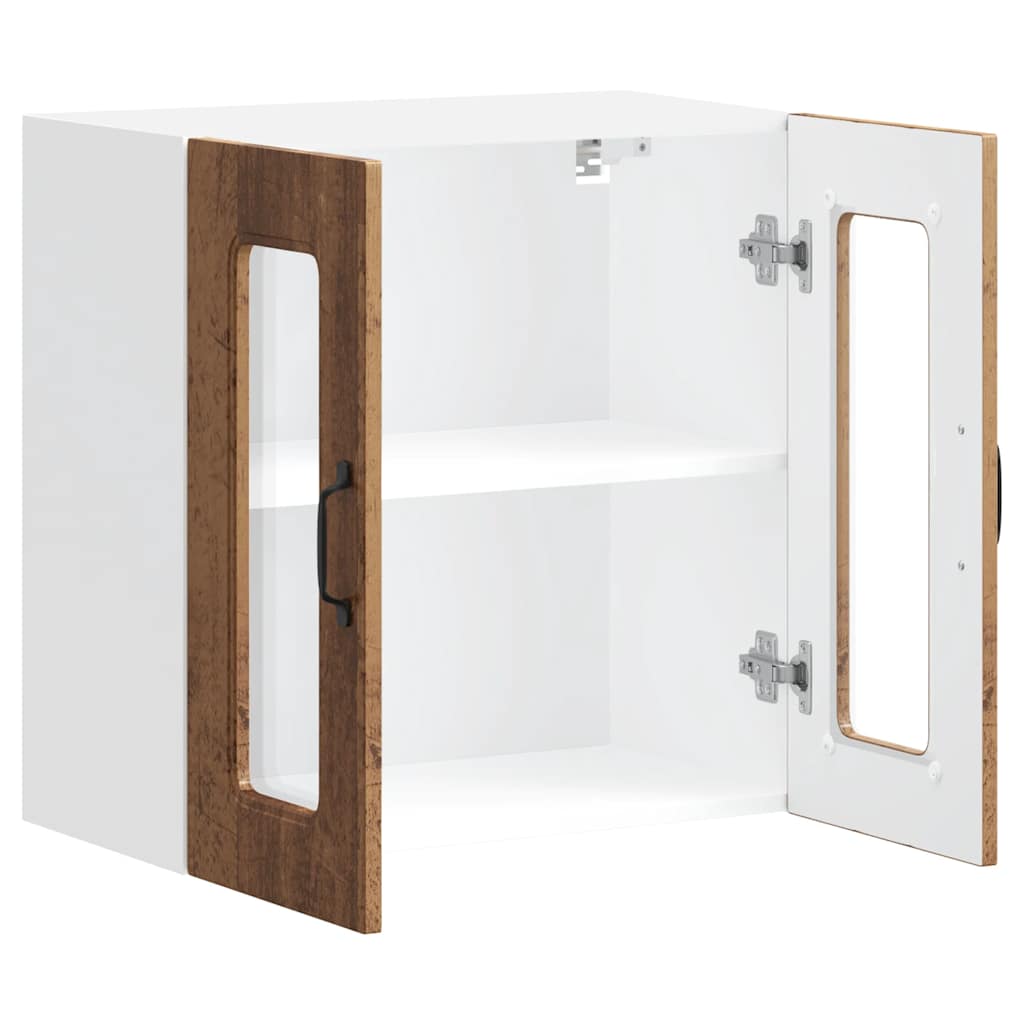 vidaXL Kitchen Wall Cabinet with Glass Door "Kalmar" Old Wood Engineered Wood