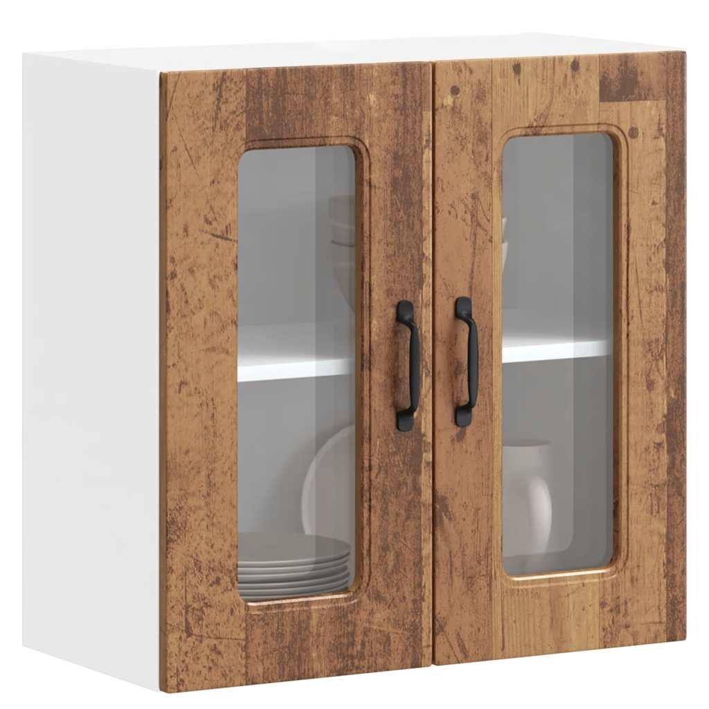 vidaXL Kitchen Wall Cabinet with Glass Door "Kalmar" Old Wood Engineered Wood