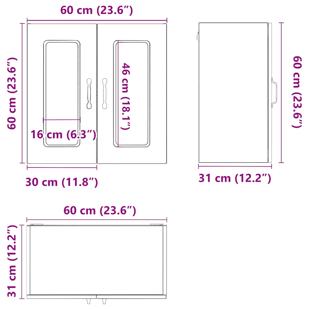 vidaXL Kitchen Wall Cabinet with Glass Door "Kalmar" Artisan Oak