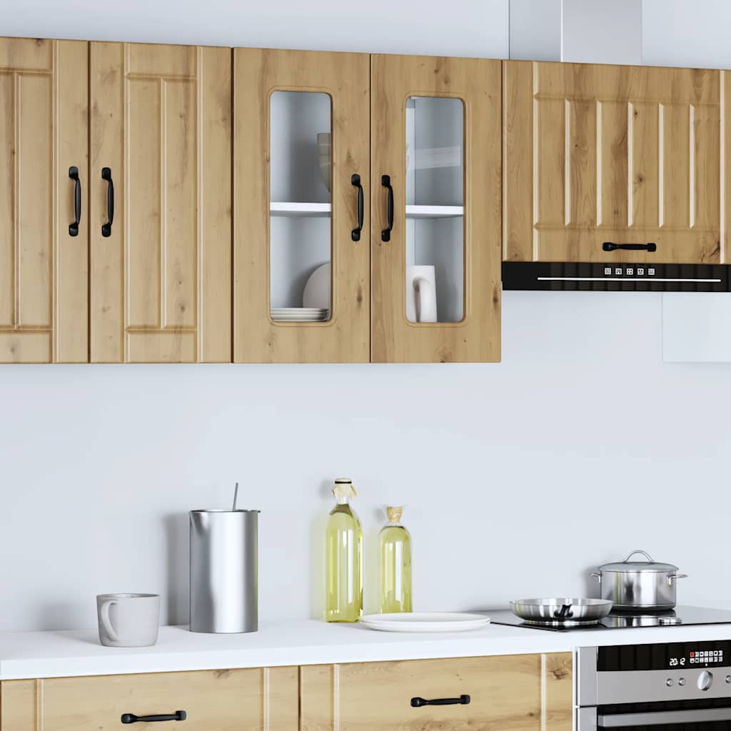 vidaXL Kitchen Wall Cabinet with Glass Door "Kalmar" Artisan Oak Engineered Wood