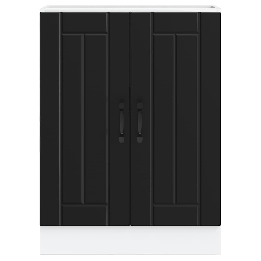 vidaXL Sink Base Cabinet Lucca Black Engineered Wood