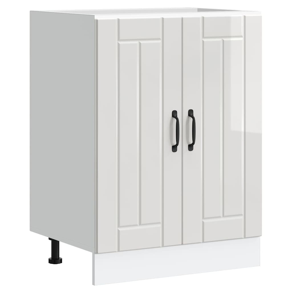 vidaXL Sink Base Cabinet "Lucca" High Gloss White Engineered Wood