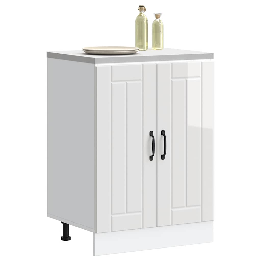 vidaXL Sink Base Cabinet "Lucca" High Gloss White Engineered Wood