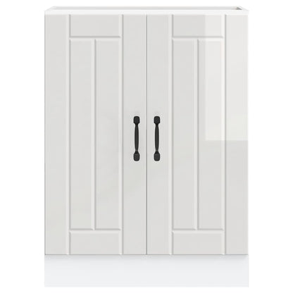 vidaXL Sink Base Cabinet "Lucca" High Gloss White Engineered Wood