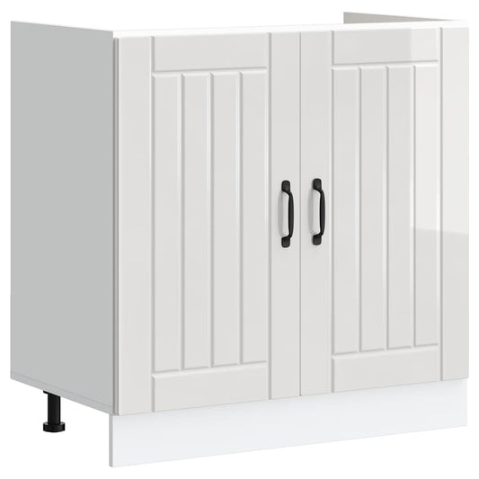 vidaXL Sink Base Cabinet "Lucca" High Gloss White Engineered Wood