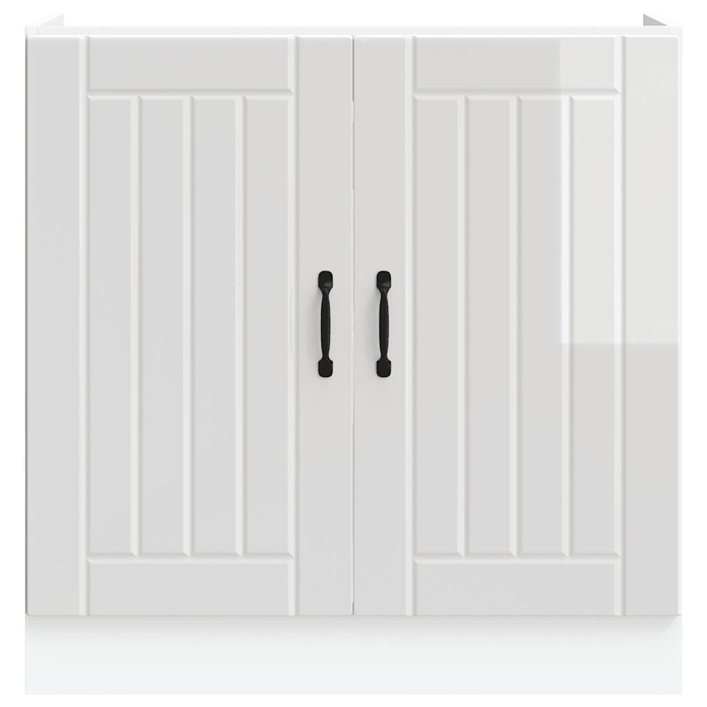 vidaXL Sink Base Cabinet "Lucca" High Gloss White Engineered Wood