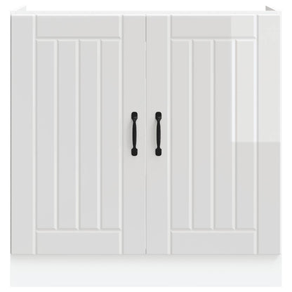 vidaXL Sink Base Cabinet "Lucca" High Gloss White Engineered Wood