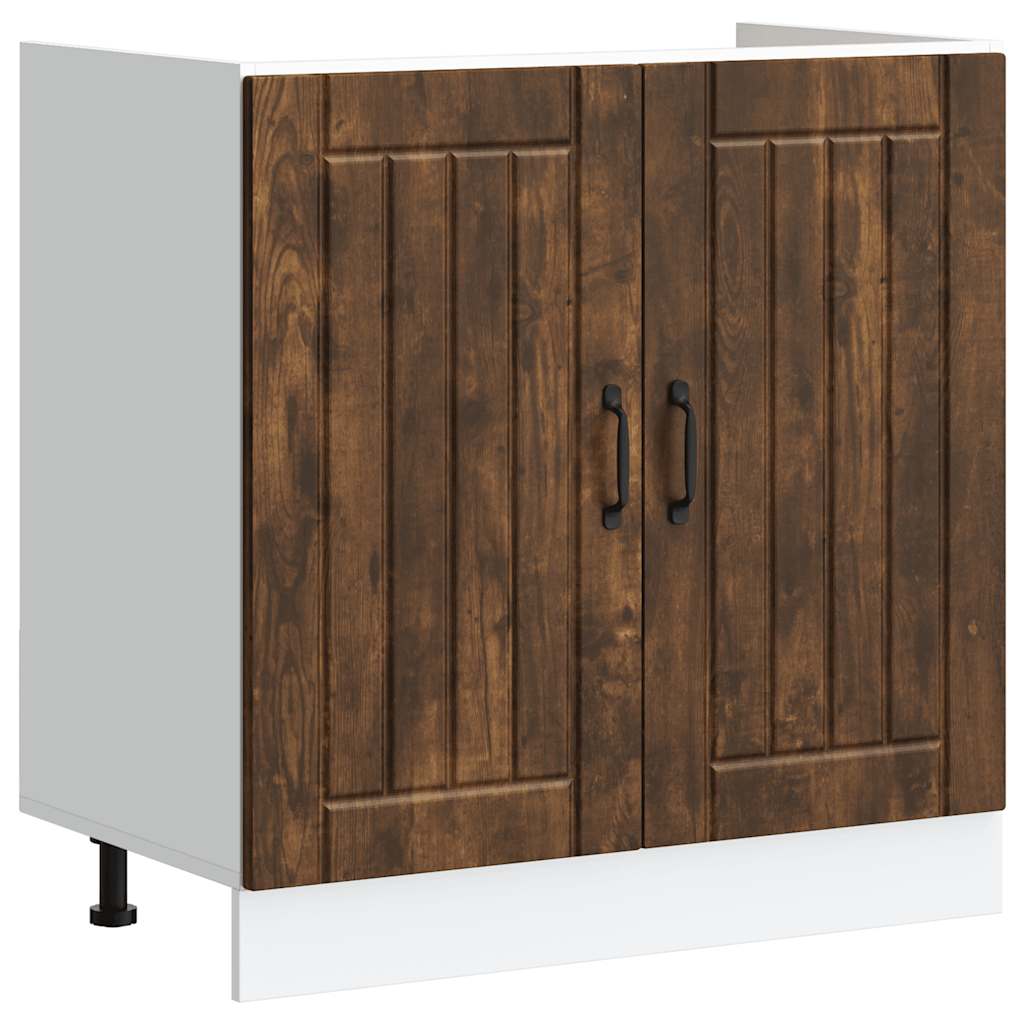 vidaXL Sink Base Cabinet "Lucca" Smoked Oak Engineered Wood