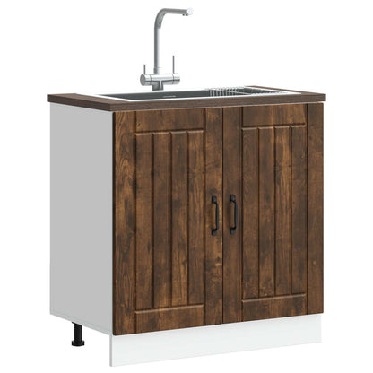 vidaXL Sink Base Cabinet "Lucca" Smoked Oak Engineered Wood