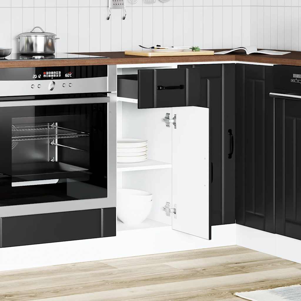 vidaXL Kitchen Base Cabinet Lucca Black Engineered Wood