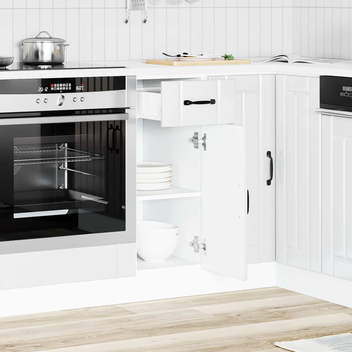 vidaXL Kitchen Base Cabinet "Lucca" High Gloss White Engineered Wood