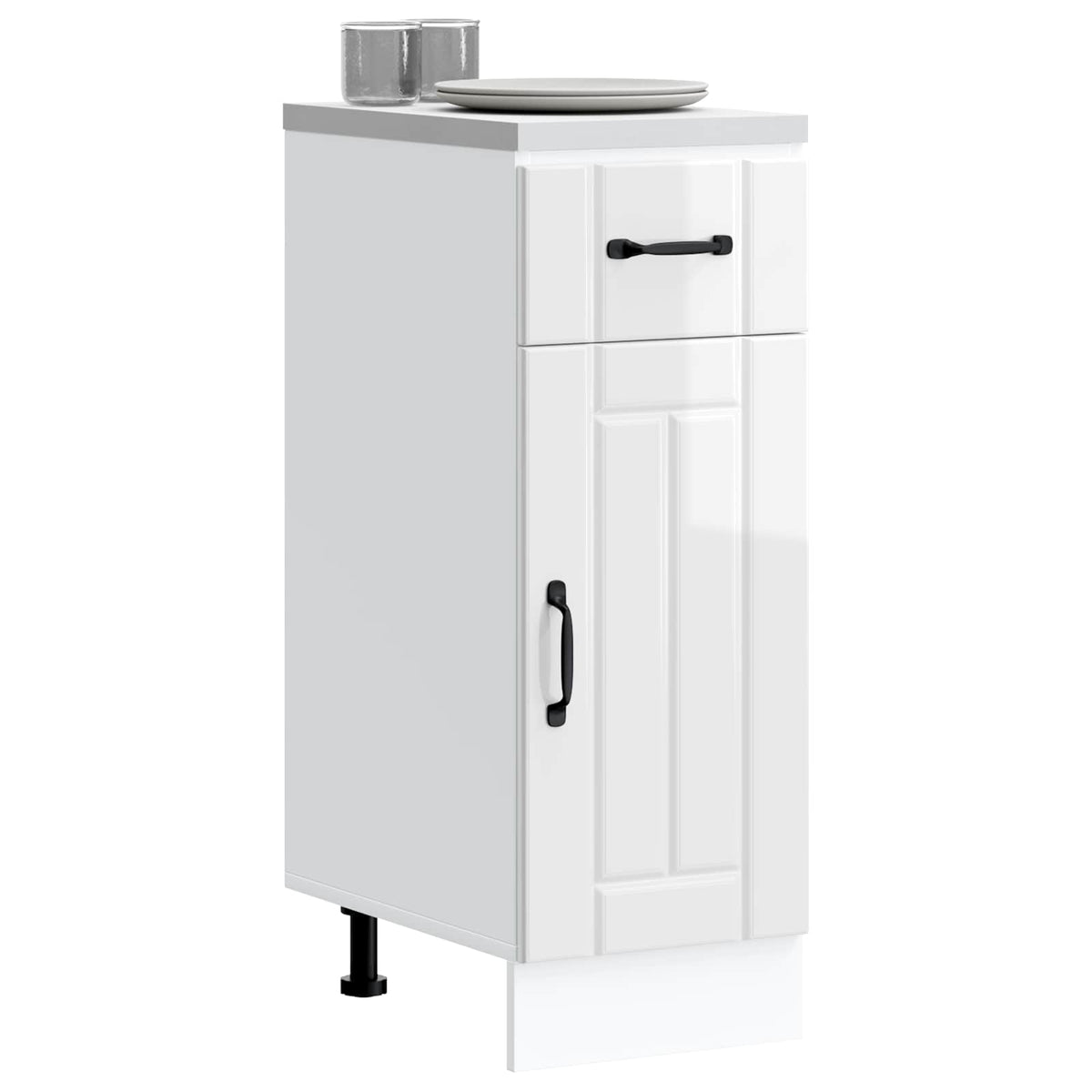 vidaXL Kitchen Base Cabinet "Lucca" High Gloss White Engineered Wood