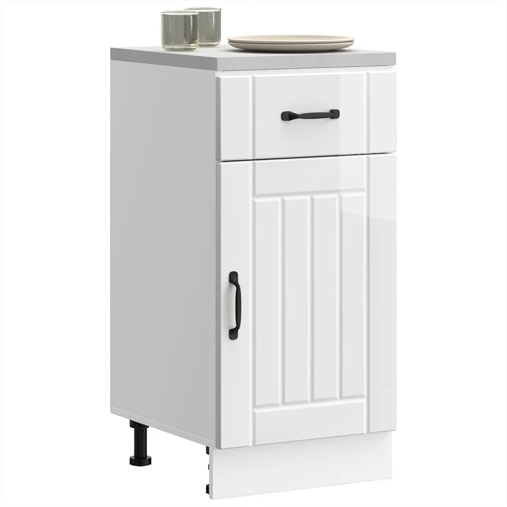 vidaXL Kitchen Base Cabinet Lucca High Gloss White Engineered Wood