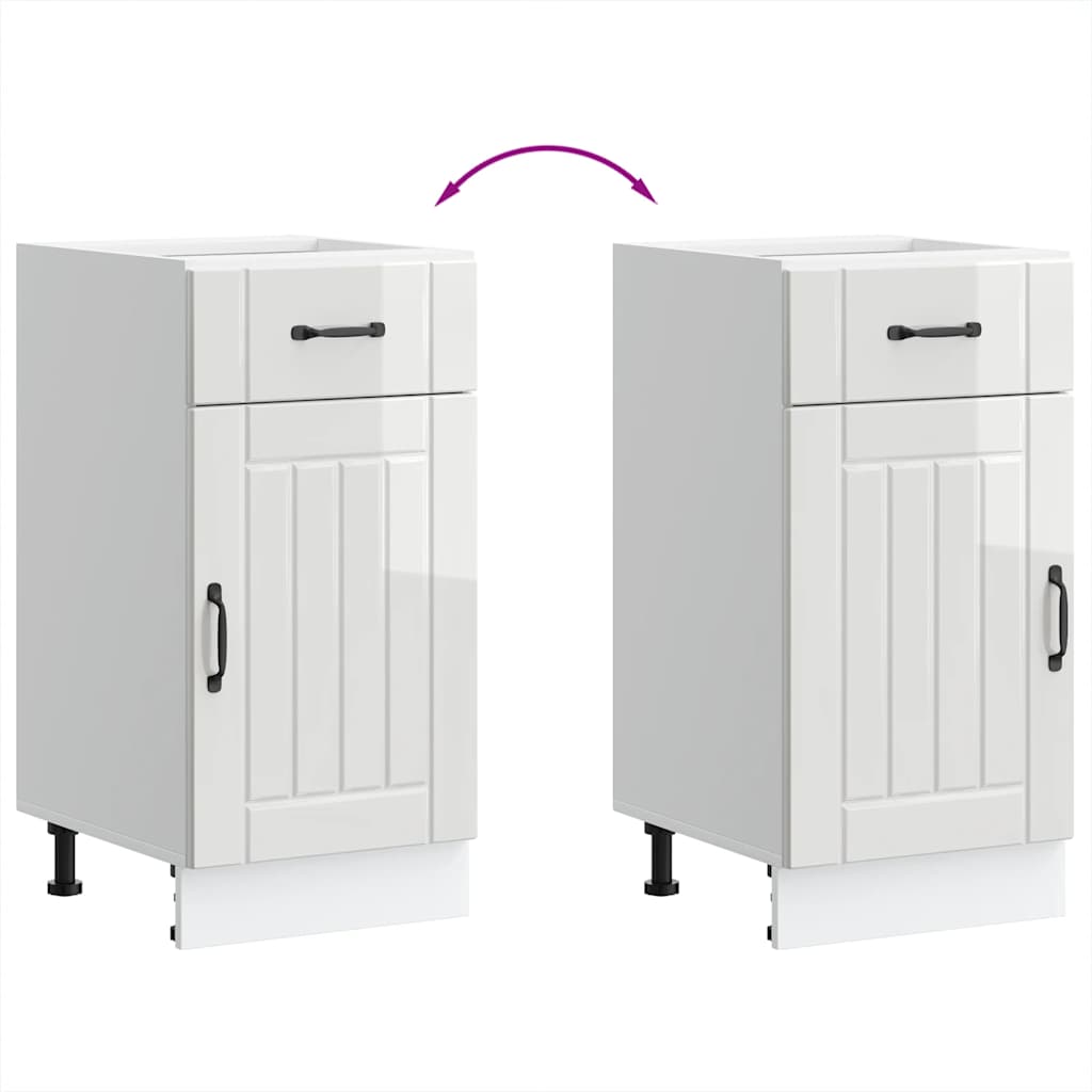vidaXL Kitchen Base Cabinet "Lucca" High Gloss White Engineered Wood