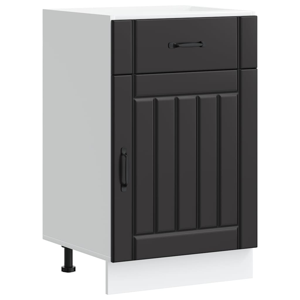 vidaXL Kitchen Base Cabinet "Lucca" Black Engineered Wood