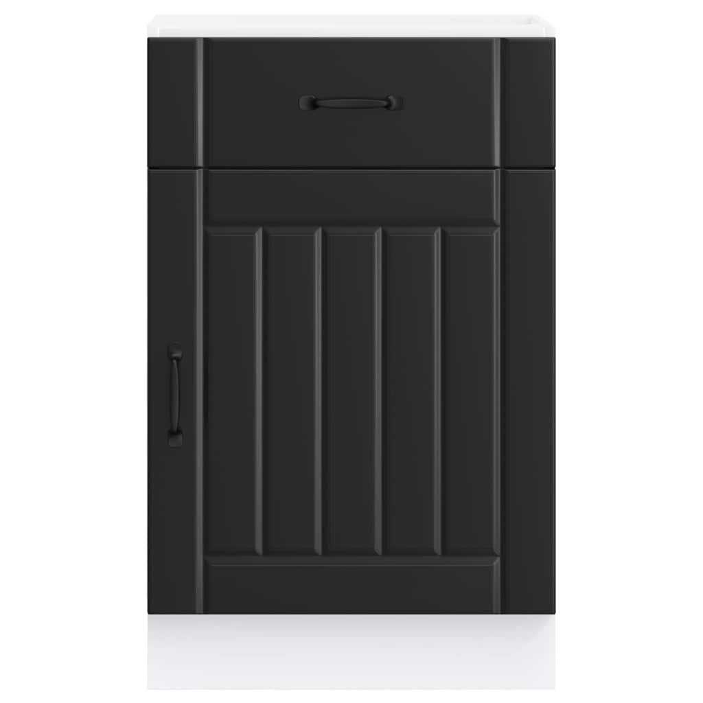 vidaXL Kitchen Base Cabinet "Lucca" Black Engineered Wood