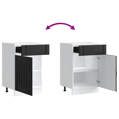 vidaXL Kitchen Base Cabinet "Lucca" Black Engineered Wood