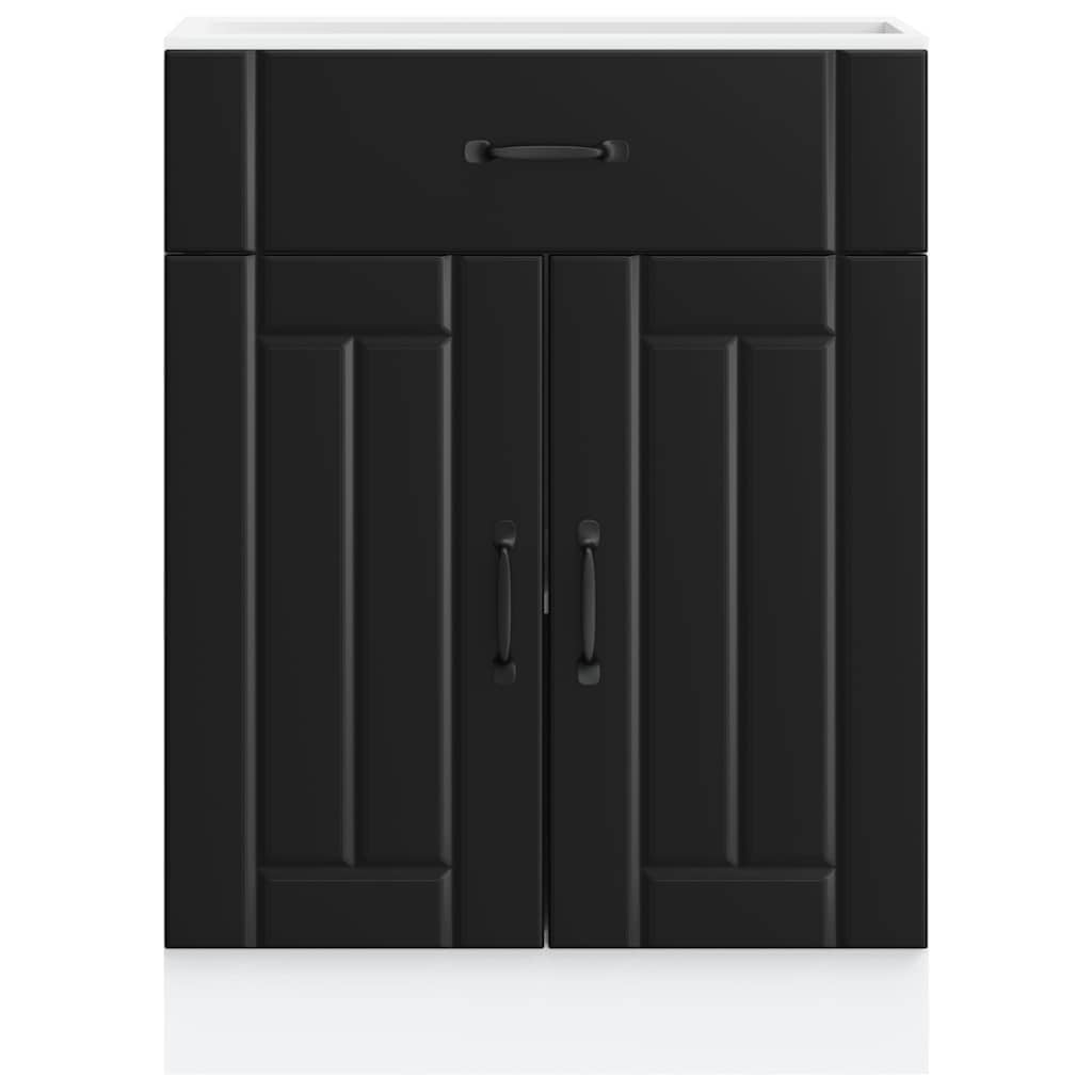 vidaXL Kitchen Base Cabinet "Lucca" Black Engineered Wood