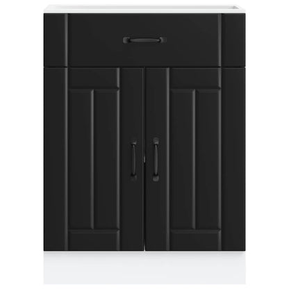 vidaXL Kitchen Base Cabinet "Lucca" Black Engineered Wood