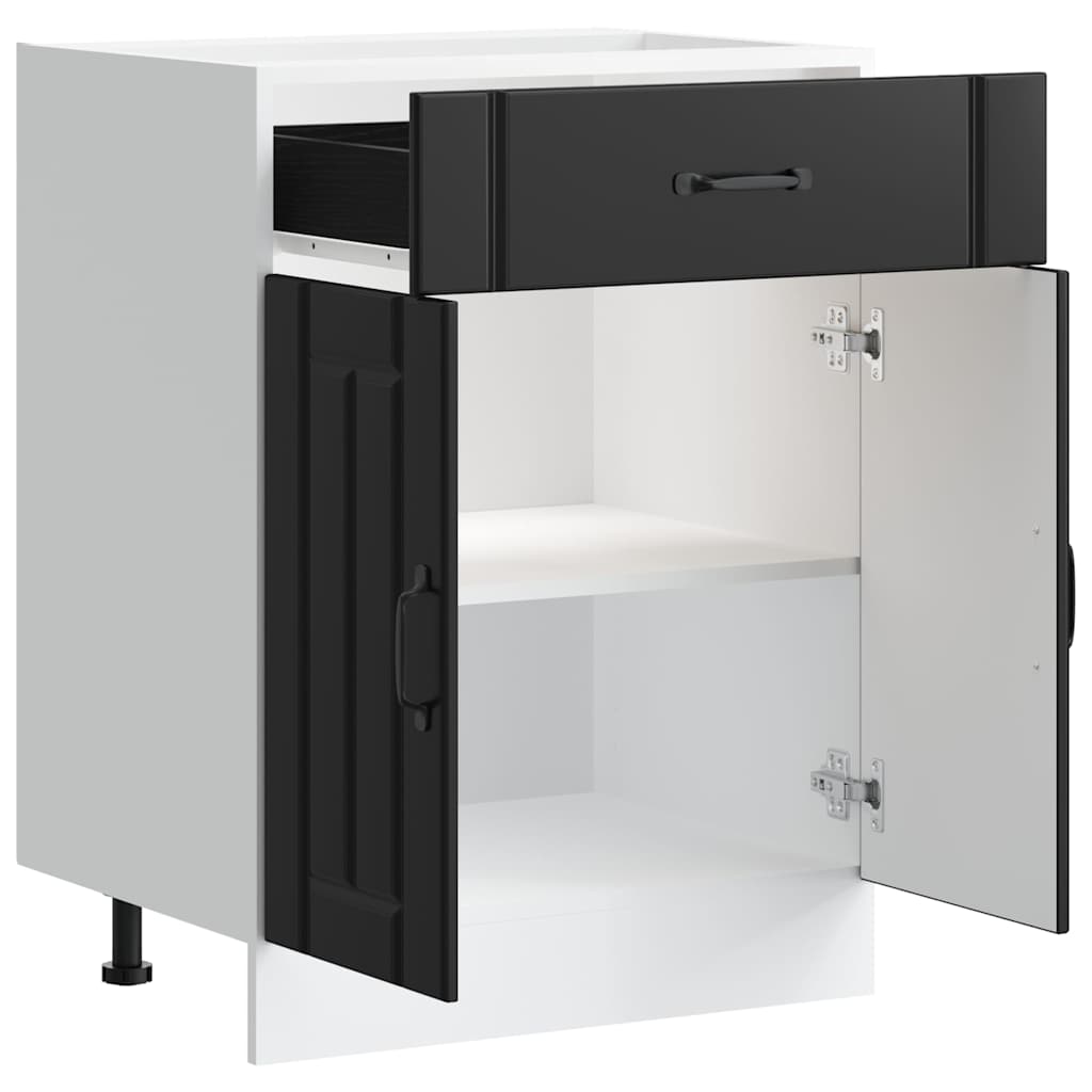 vidaXL Kitchen Base Cabinet "Lucca" Black Engineered Wood