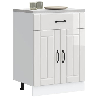 vidaXL Kitchen Base Cabinet "Lucca" High Gloss White Engineered Wood