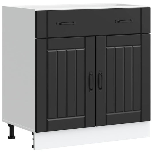vidaXL Kitchen Base Cabinet "Lucca" Black Engineered Wood