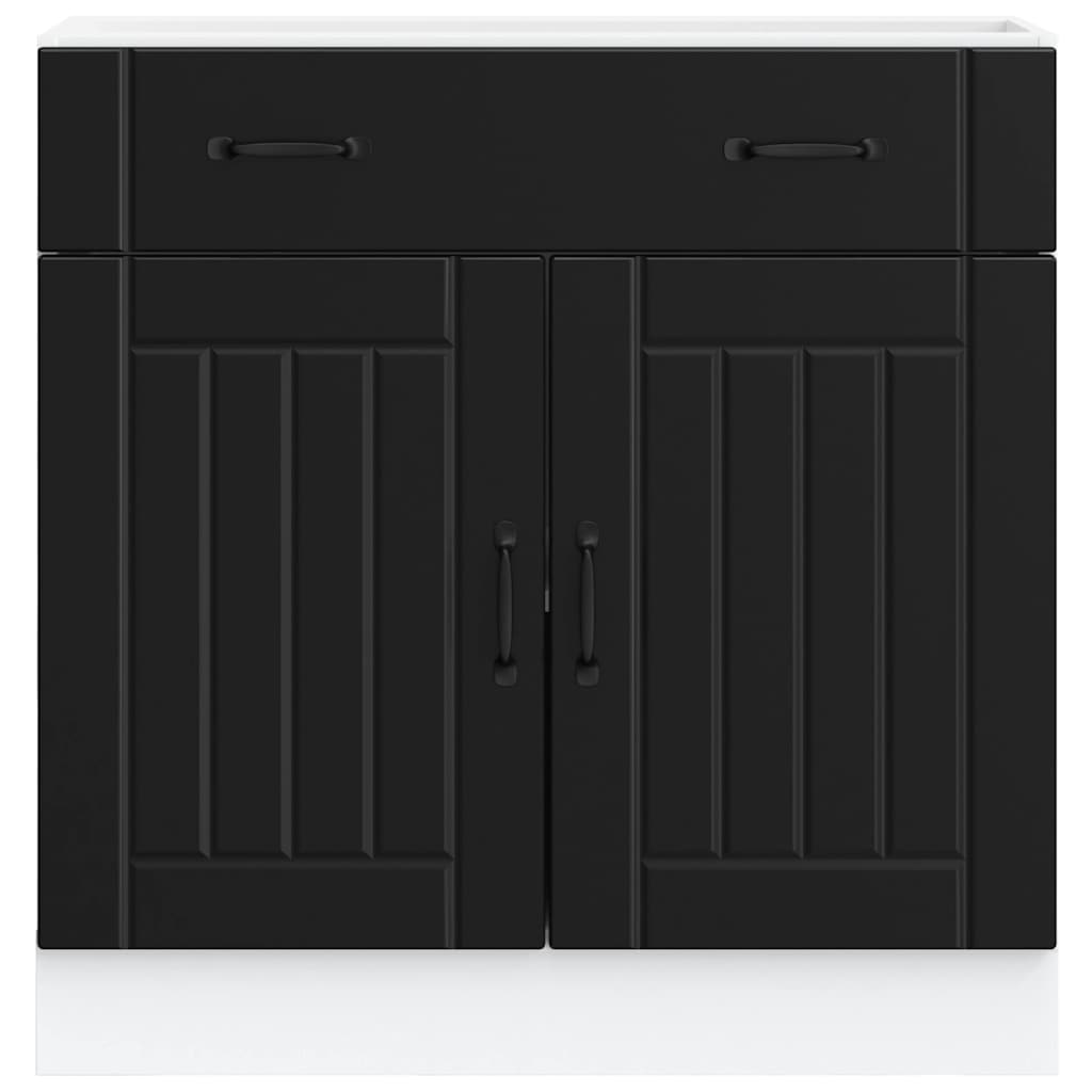 vidaXL Kitchen Base Cabinet "Lucca" Black Engineered Wood