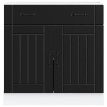 vidaXL Kitchen Base Cabinet "Lucca" Black Engineered Wood