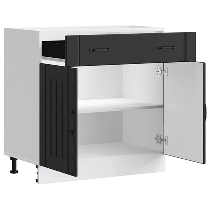 vidaXL Kitchen Base Cabinet "Lucca" Black Engineered Wood