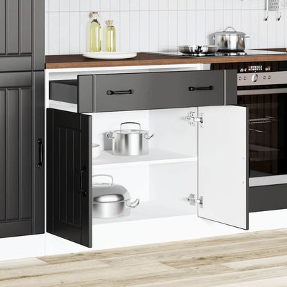 vidaXL Kitchen Base Cabinet "Lucca" Black Engineered Wood