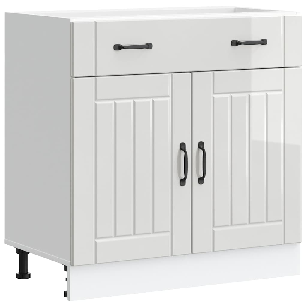 vidaXL Kitchen Base Cabinet Lucca High Gloss White Engineered Wood