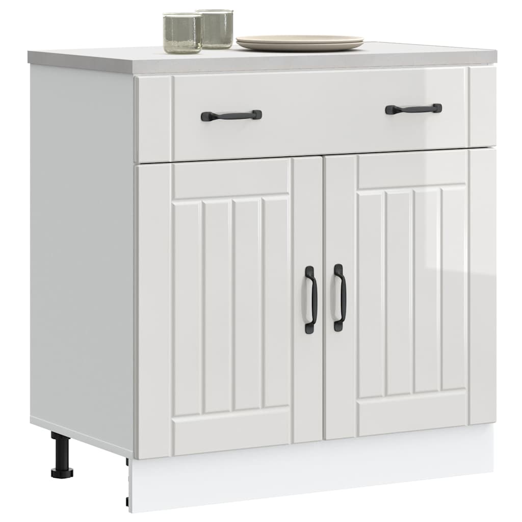 vidaXL Kitchen Base Cabinet Lucca High Gloss White Engineered Wood